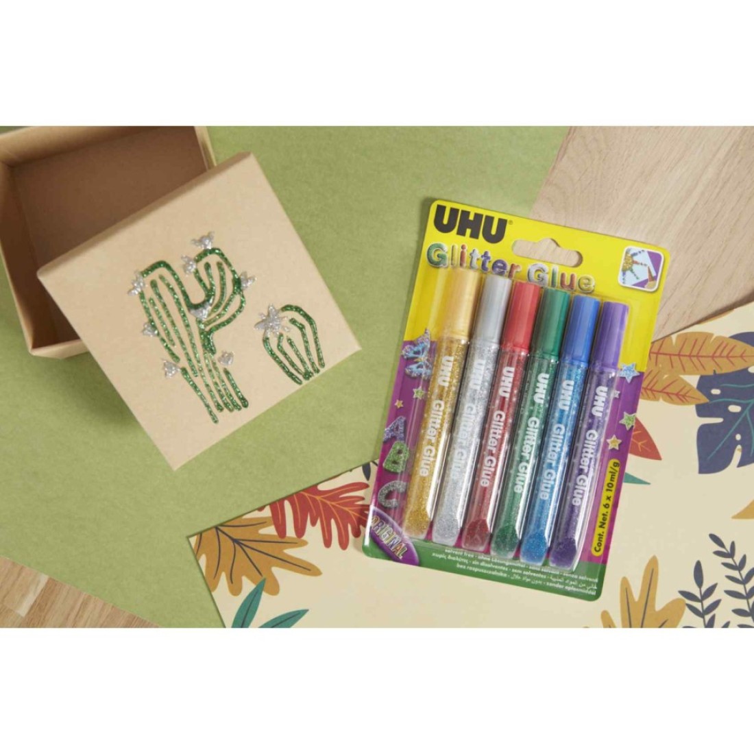 UHU Glitter Glue Multicolour 10ml 6 PCS Pack of 2
