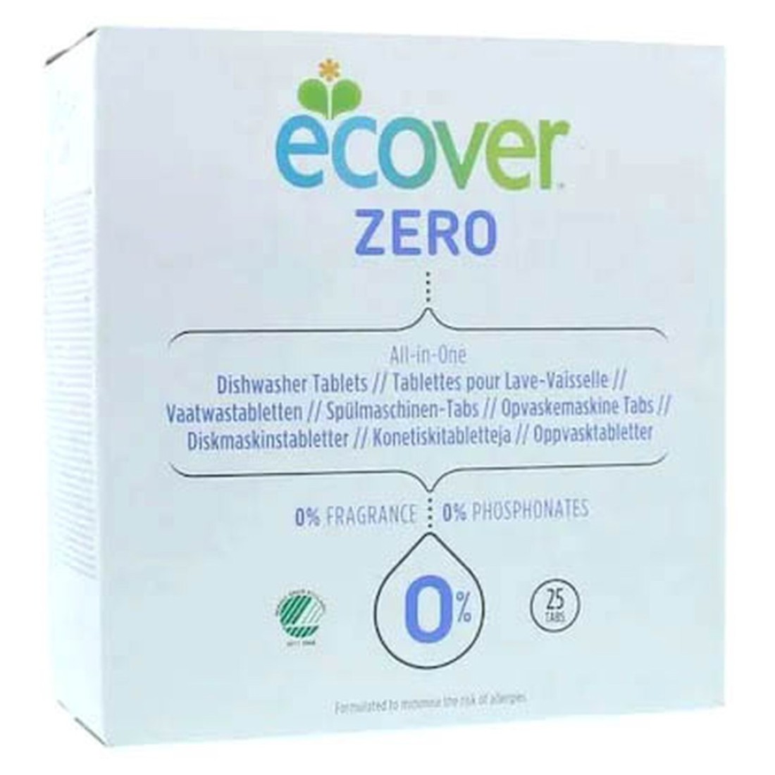 Ecover Zero Percentage All-in-One Dishwasher Tablets 25 Tablets, Pack of 2