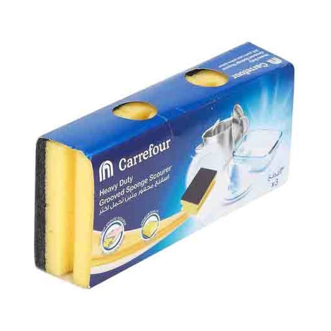 Carrefour Grooved Heavy Duty Scourer Multicolour 3 PCS