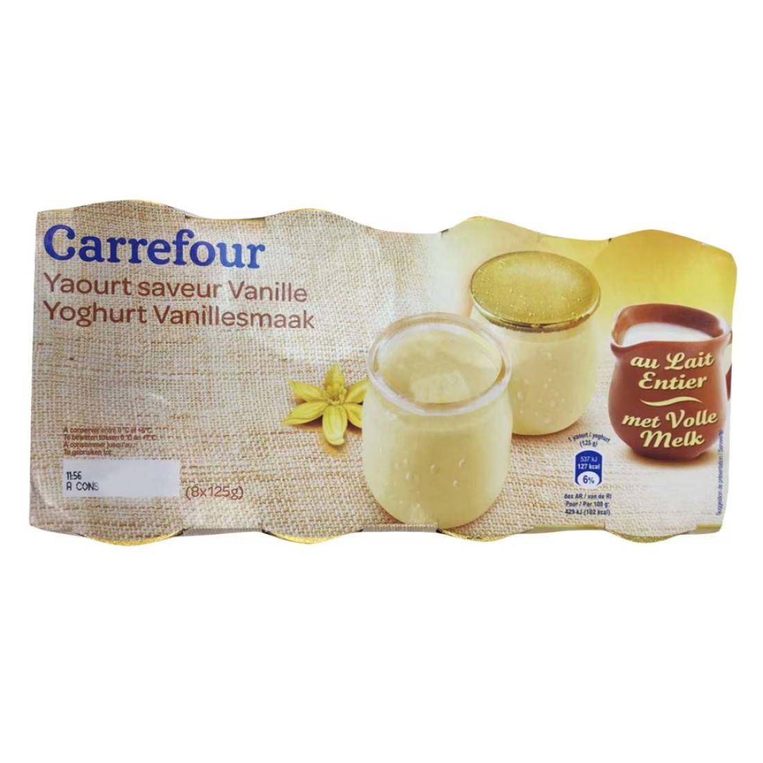 Carrefour Vanilla Yoghurt 125g Pack of 8