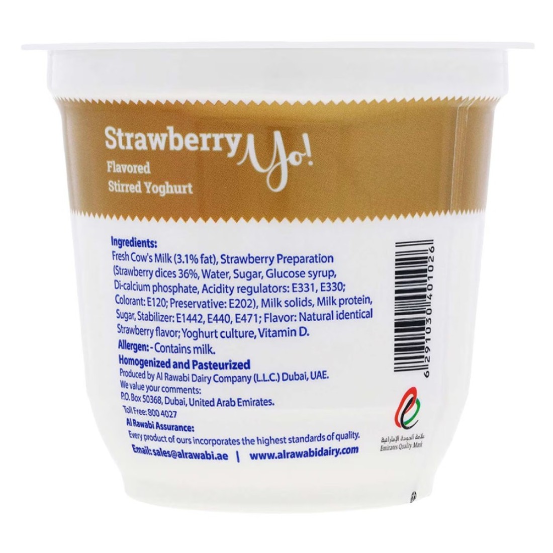 Al Rawabi Yo Full Fat Strawberry Stirred Yoghurt 130g