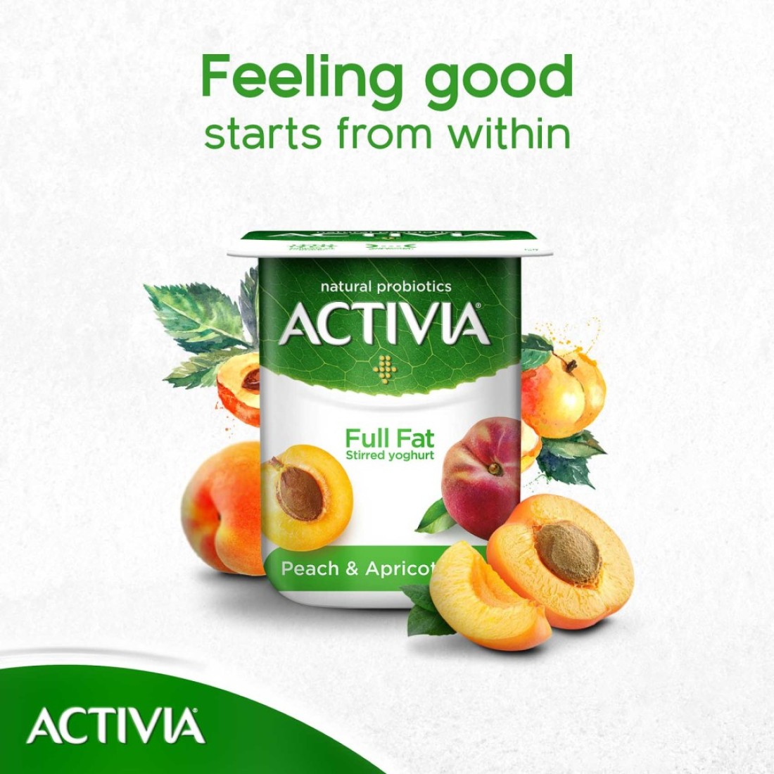 Activia Full Fat Peach And Apricot Stirred Yoghurt 120g Pack of 8