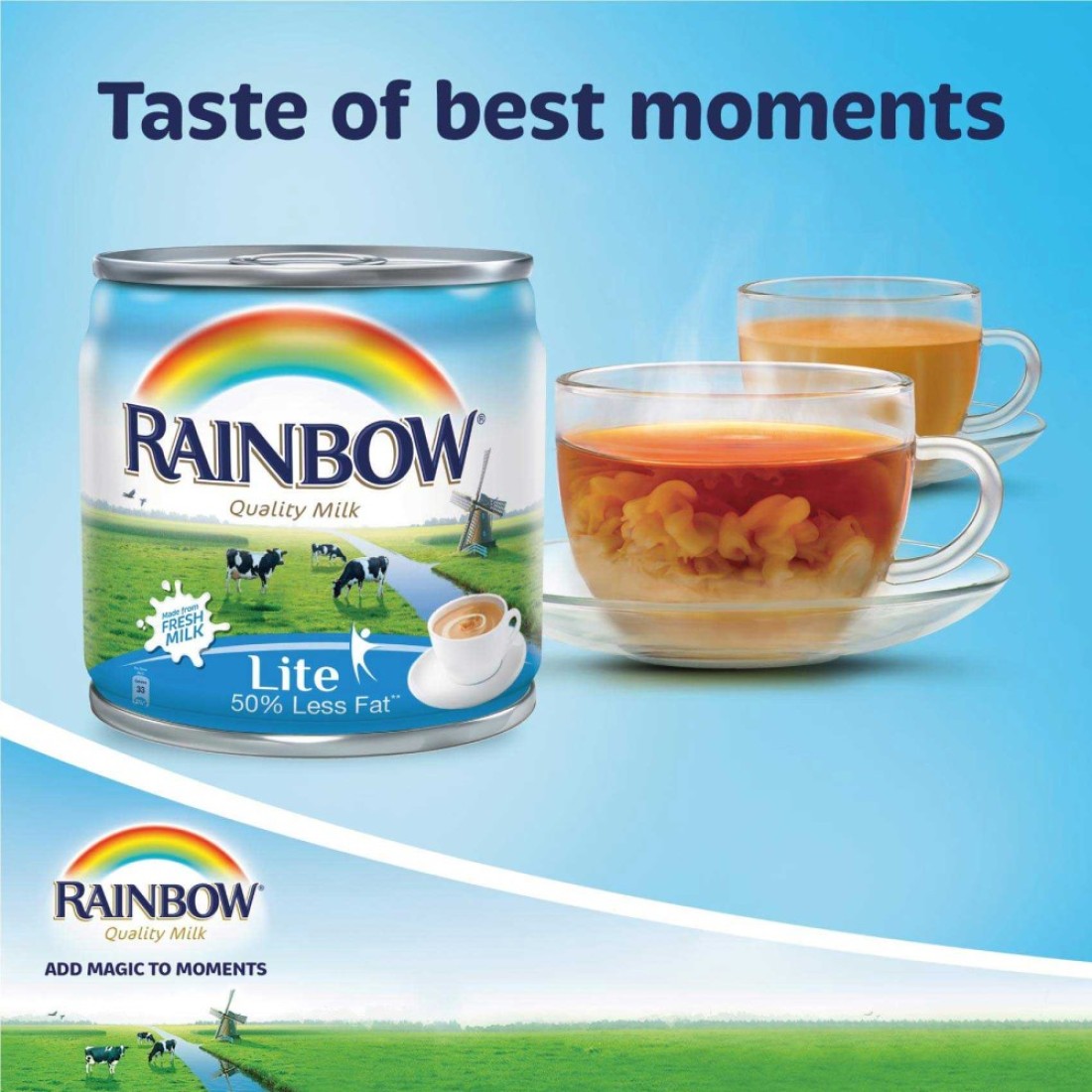 Rainbow Lite Vitamin D Evaporated Liquid Milk 170g Pack of 6