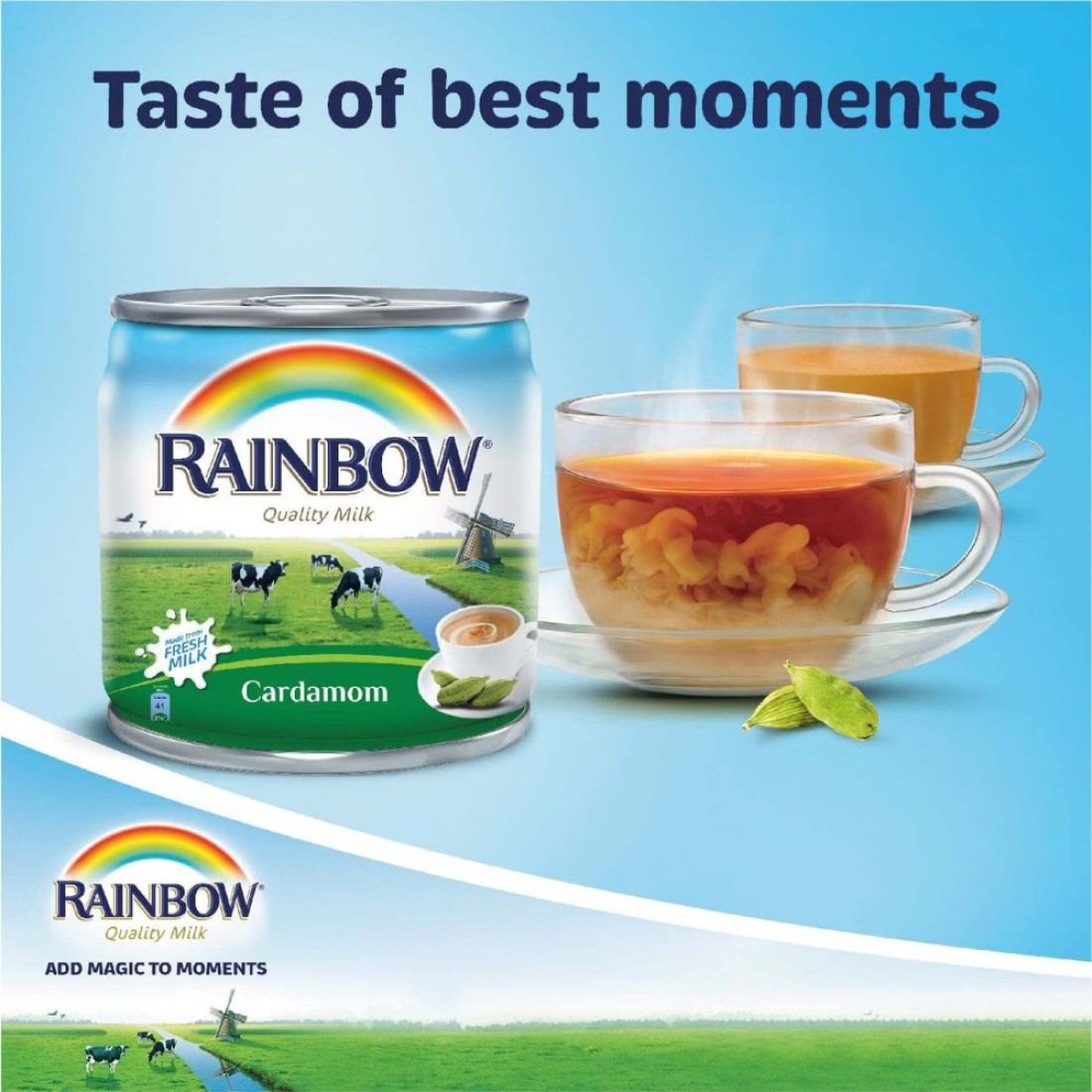 Rainbow Cardamom Evaporated Milk 170g Pack of 6