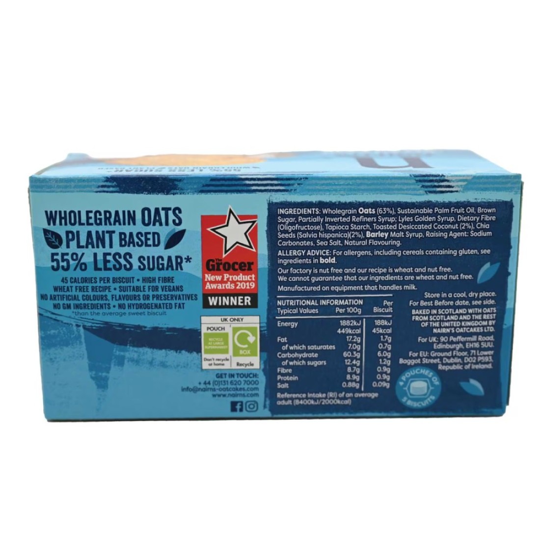 Nairn&#39;s Less Sugar Coconut and Chia Oat Biscuits, 200g
