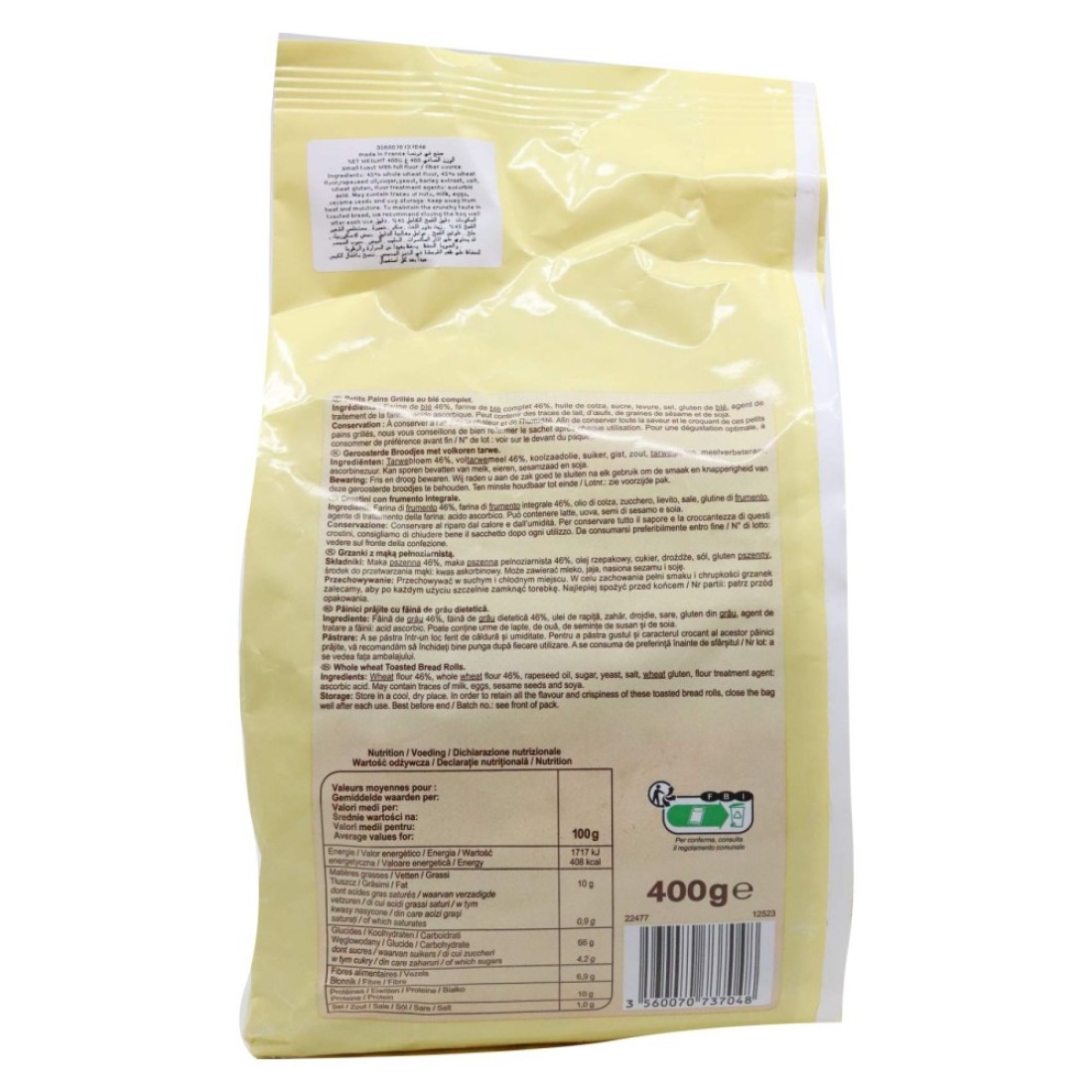 Carrefour Extra Whole Wheat Toasted Buns 400g