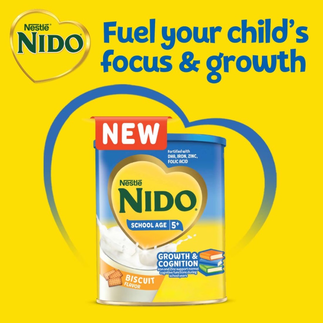 Nestle Nido School Age 5+ Biscuit Flavour 5 Years Old Onwards Tin 900g