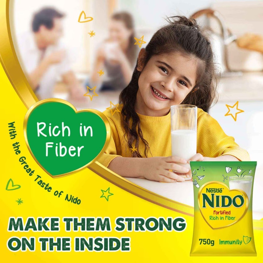 Nestle Nido Fortified Milk Powder Rich In Fiber Pouch 750g