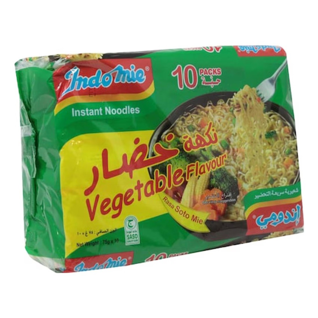 Indomie Vegetable Flavour Instant Noodles, 75g Pack of 10 with Spicy Chicken Flavour Fried Instant Noodles, 83g