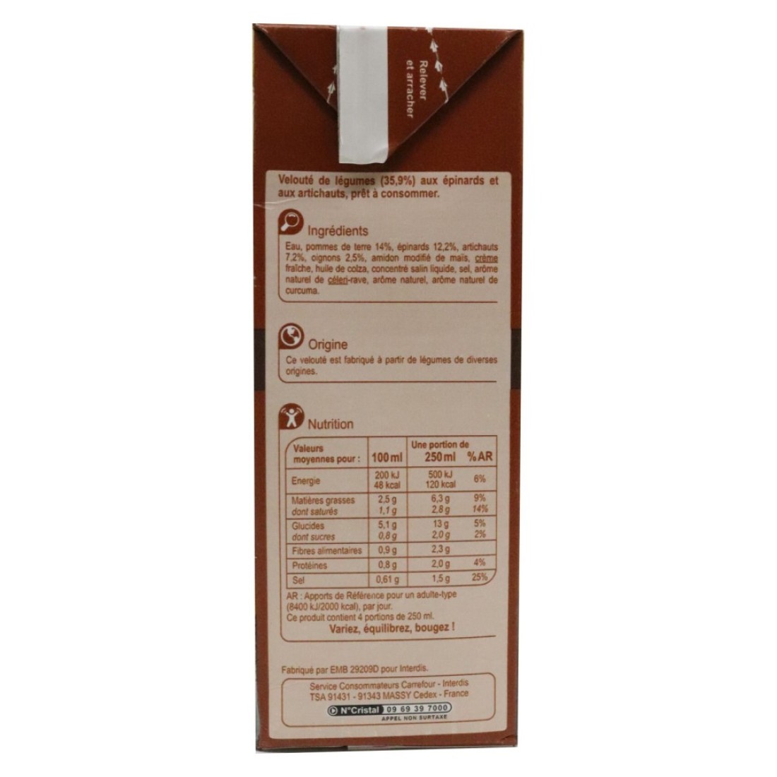 Carrefour Spinach And Artichoke Soup 1L