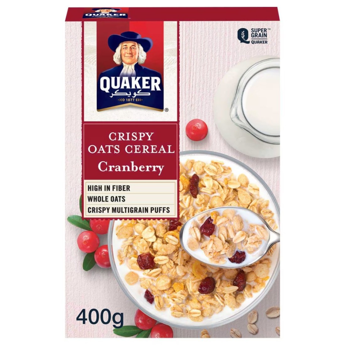 Quaker Crispy Oats Cereal Cranberry, 400g
