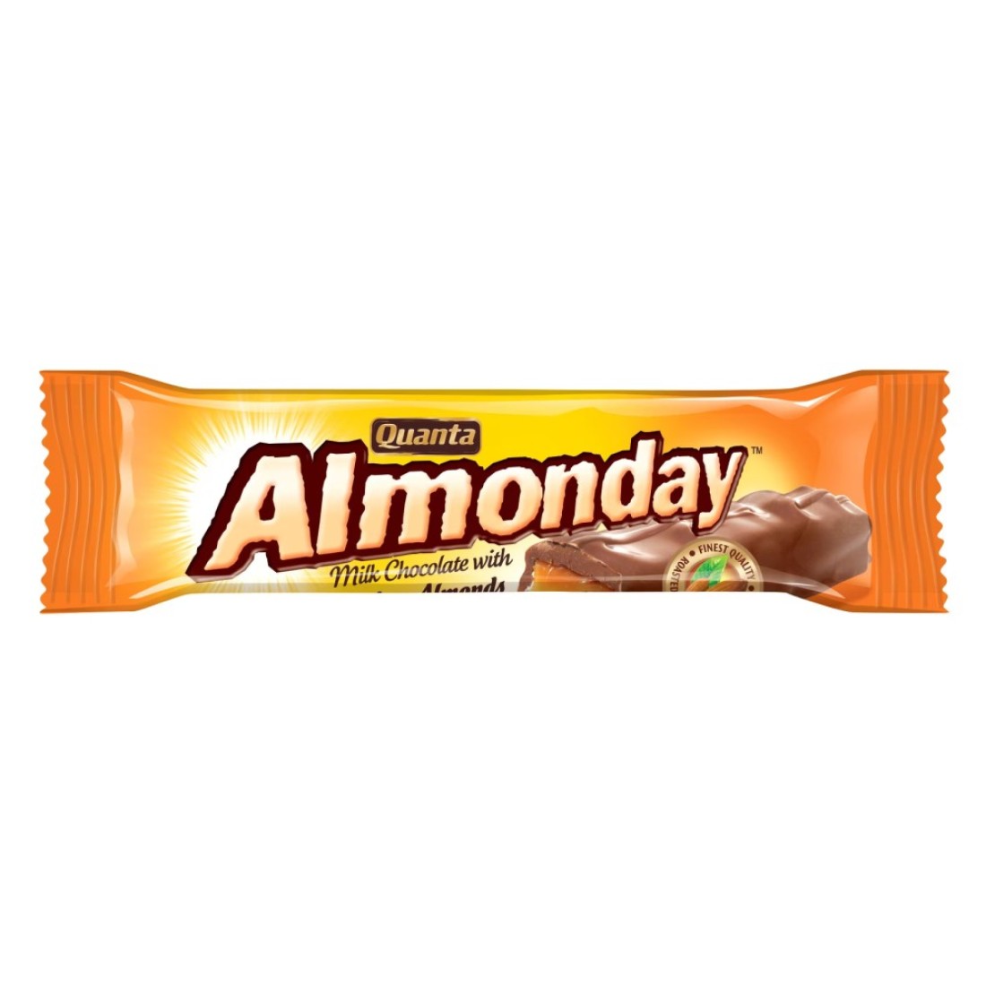 Quanta Almonday, Milk Chocolate with Roasted Californian Almonds in Whipped Nougat and Caramel, 28g Pack of 12