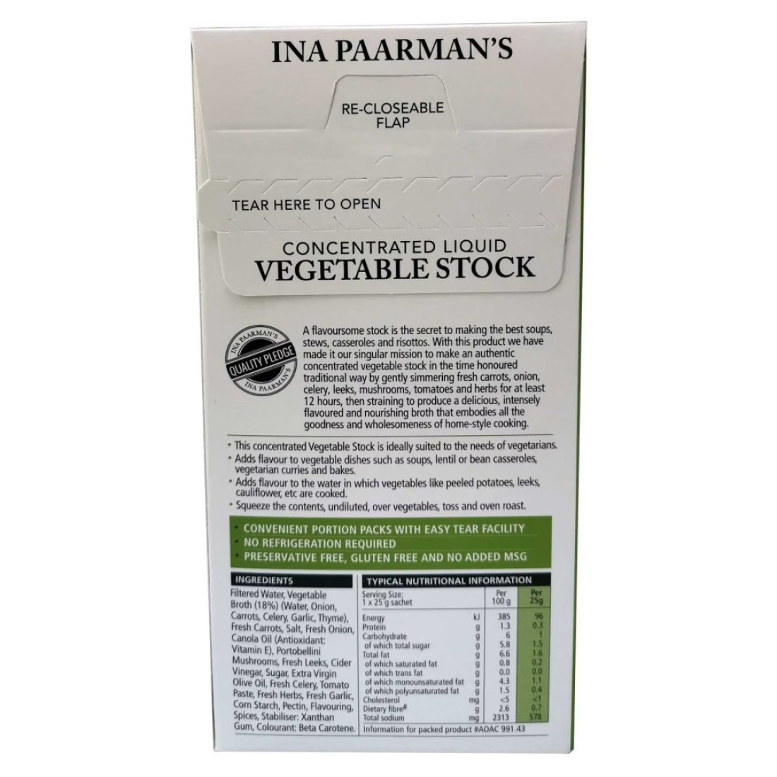 Ina Paarman&#39;s Kitchen Concentrated Liquid Vegetable Stock Sachets, 200g