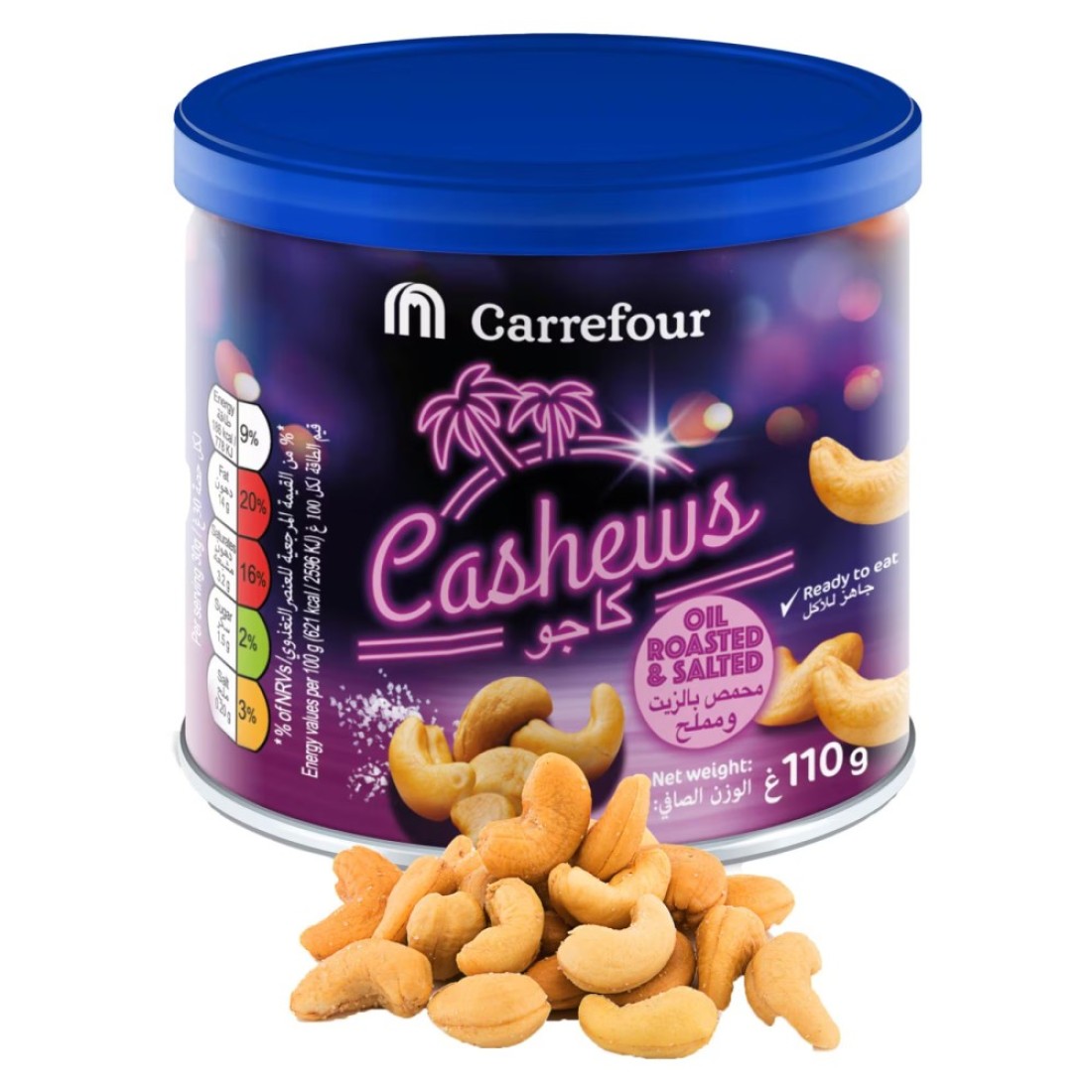 Carrefour Oil Roasted and Salted Cashews, 110g