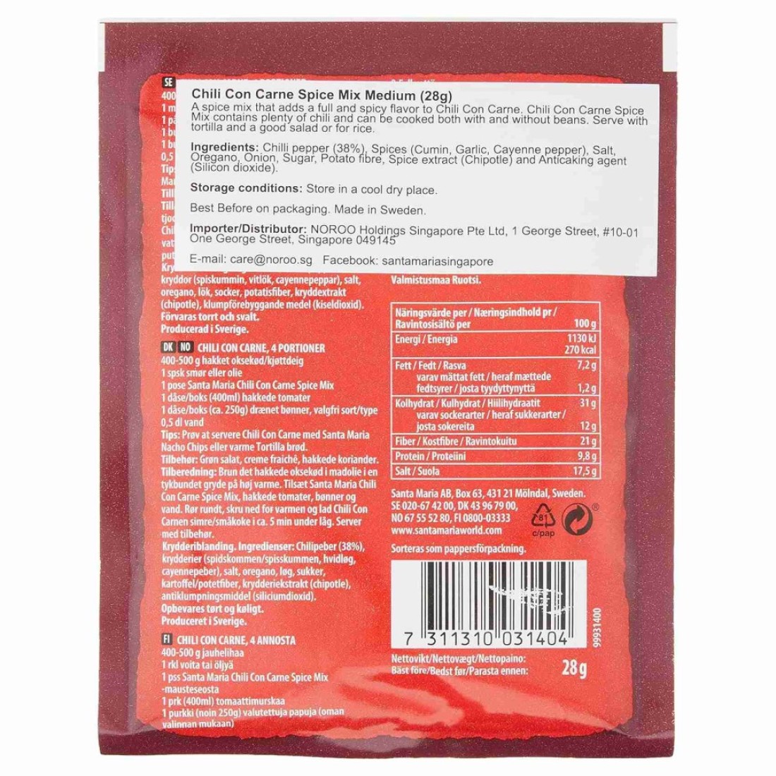 Santa Maria Chili Seasoning Mix 28g