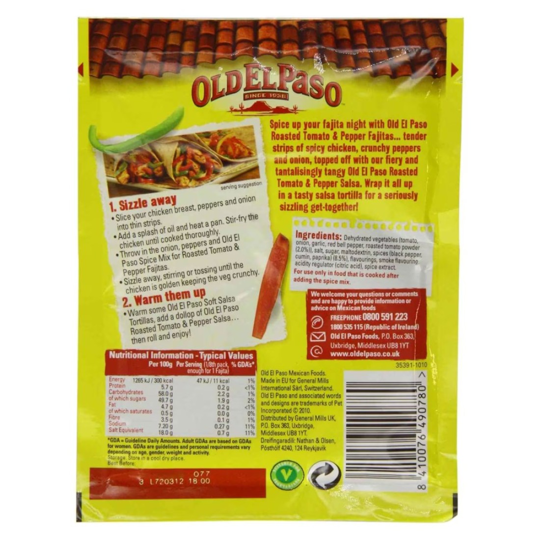 Old El Paso Roasted Tomato And Pepper Fajita Seasoning Mix 30g
