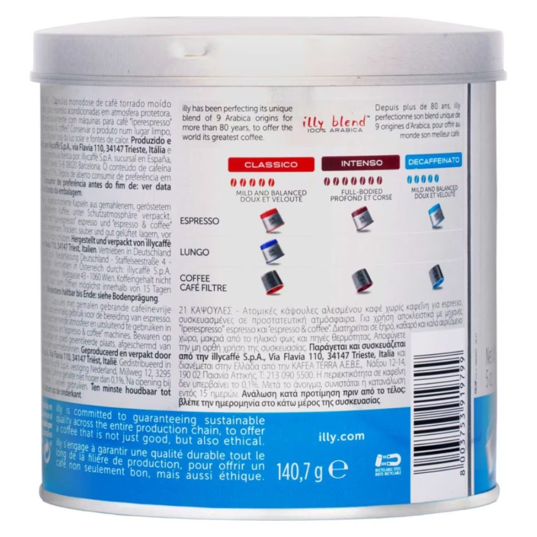 Illy Blend Decaf Espresso Coffee Capsules, 140.7g