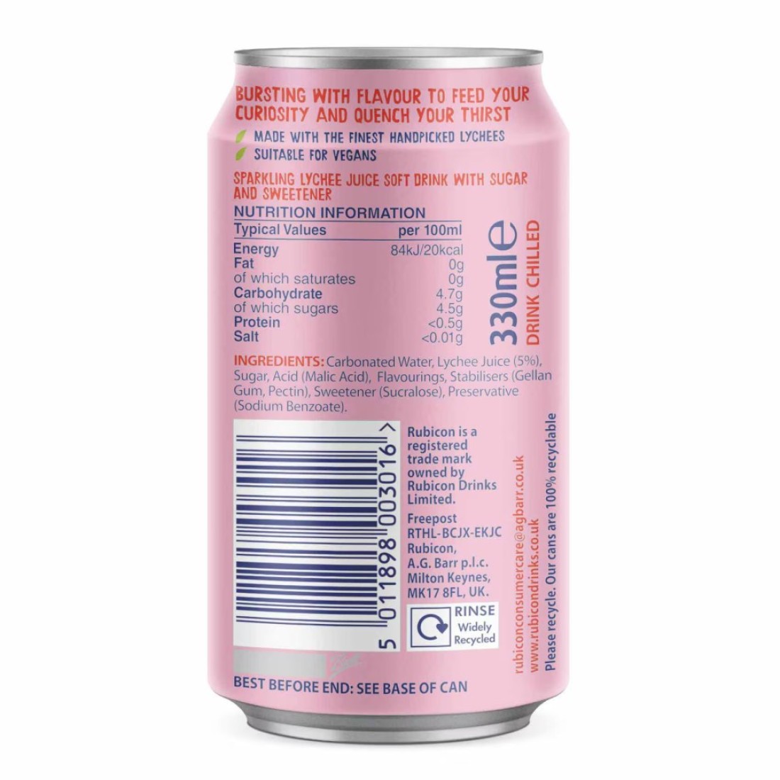 Rubicon Lychee Sparkling Drink 330ml
