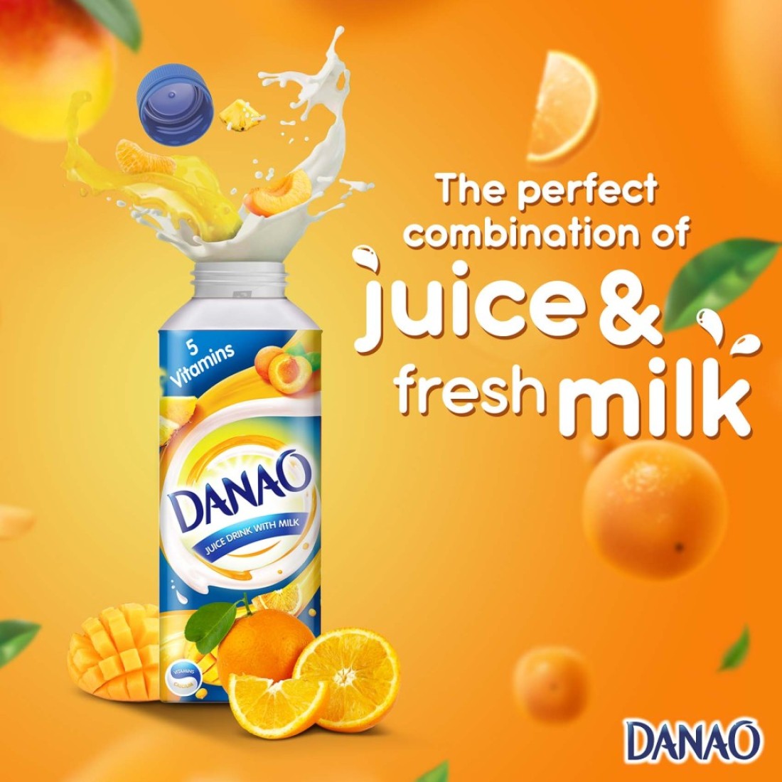 Danao 5 Vitamins Juice Drink With Milk 180ml Pack of 6