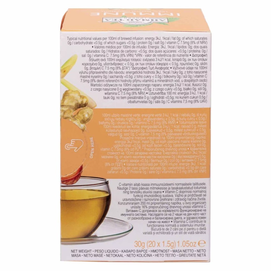 Ahmad Tea Immune Lemon and Ginger with Turmeric Plus Vitamin C Tea Bags 20 Tea Bags