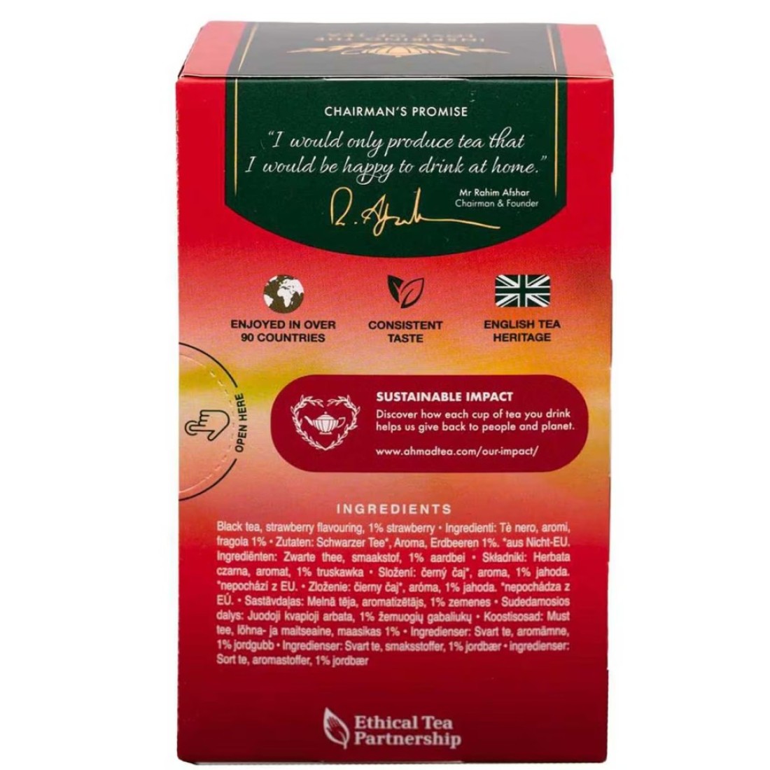 Ahmad Tea Strawberry Sensation with Fruit Pieces Black Tea Bags 20 Tea Bags