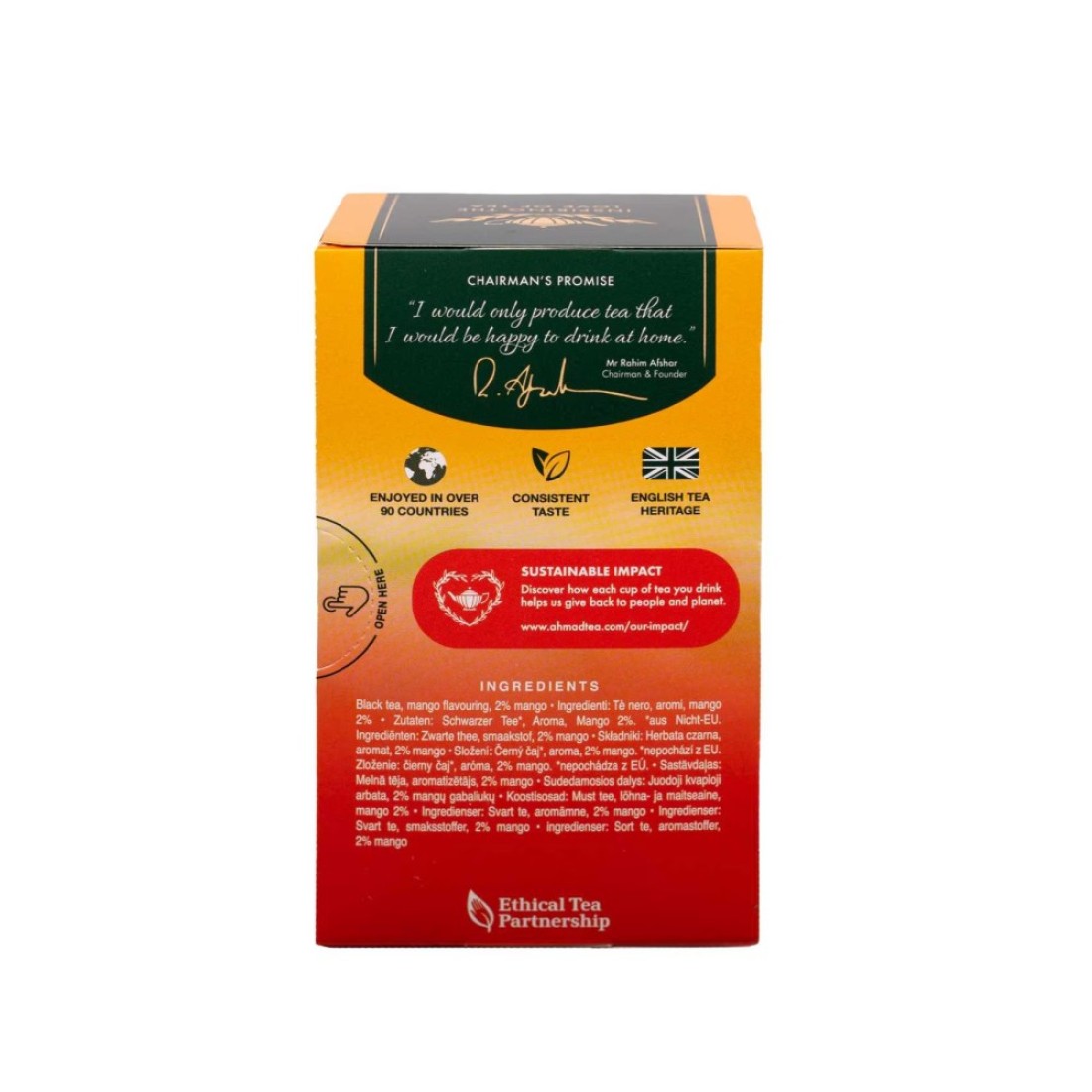Ahmad Tea Mango Magic Flavoured Black Tea with Fruit Pieces Tea Bags 20 Tea Bags