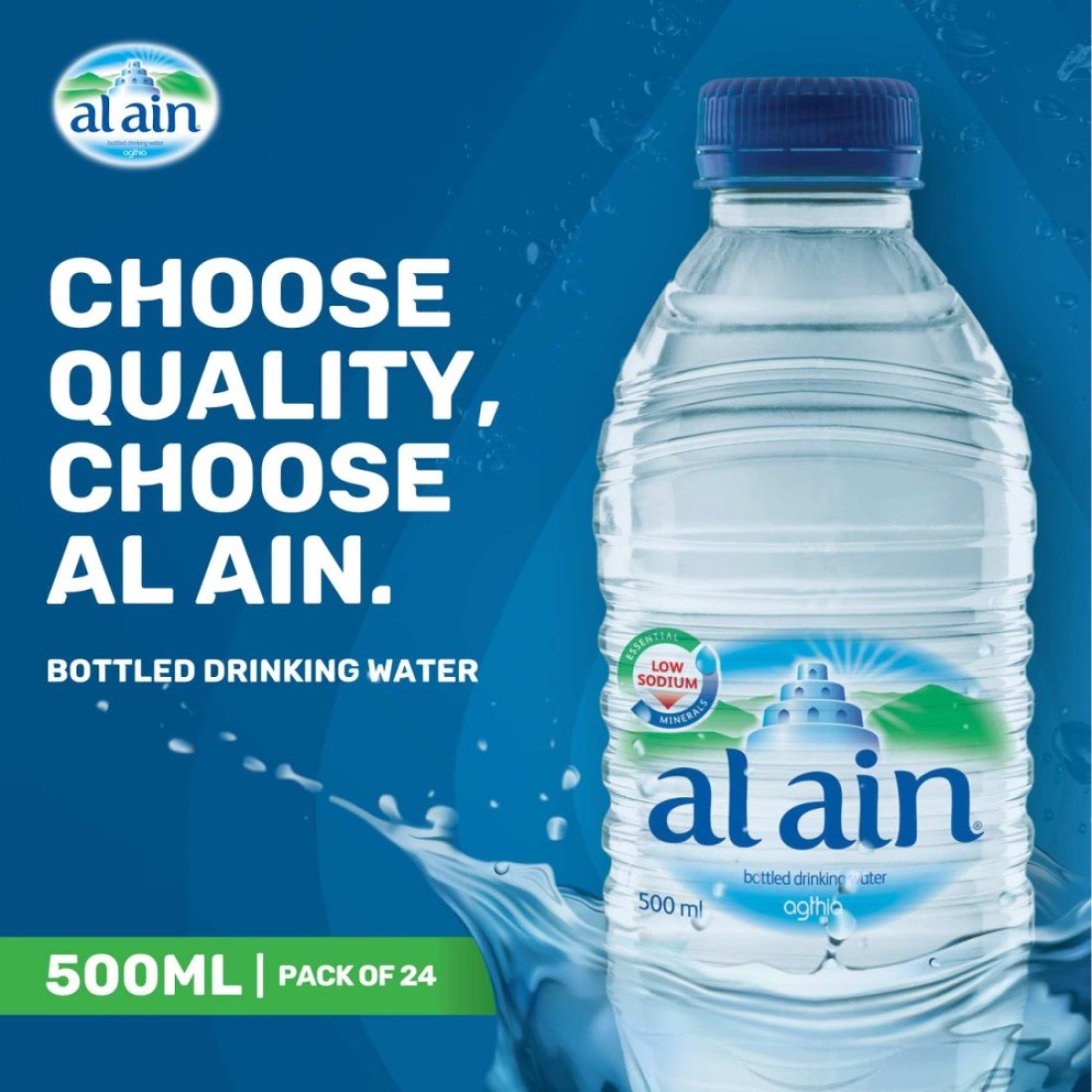 Al Ain Low Sodium Bottled Drinking Water 500ml Pack of 24