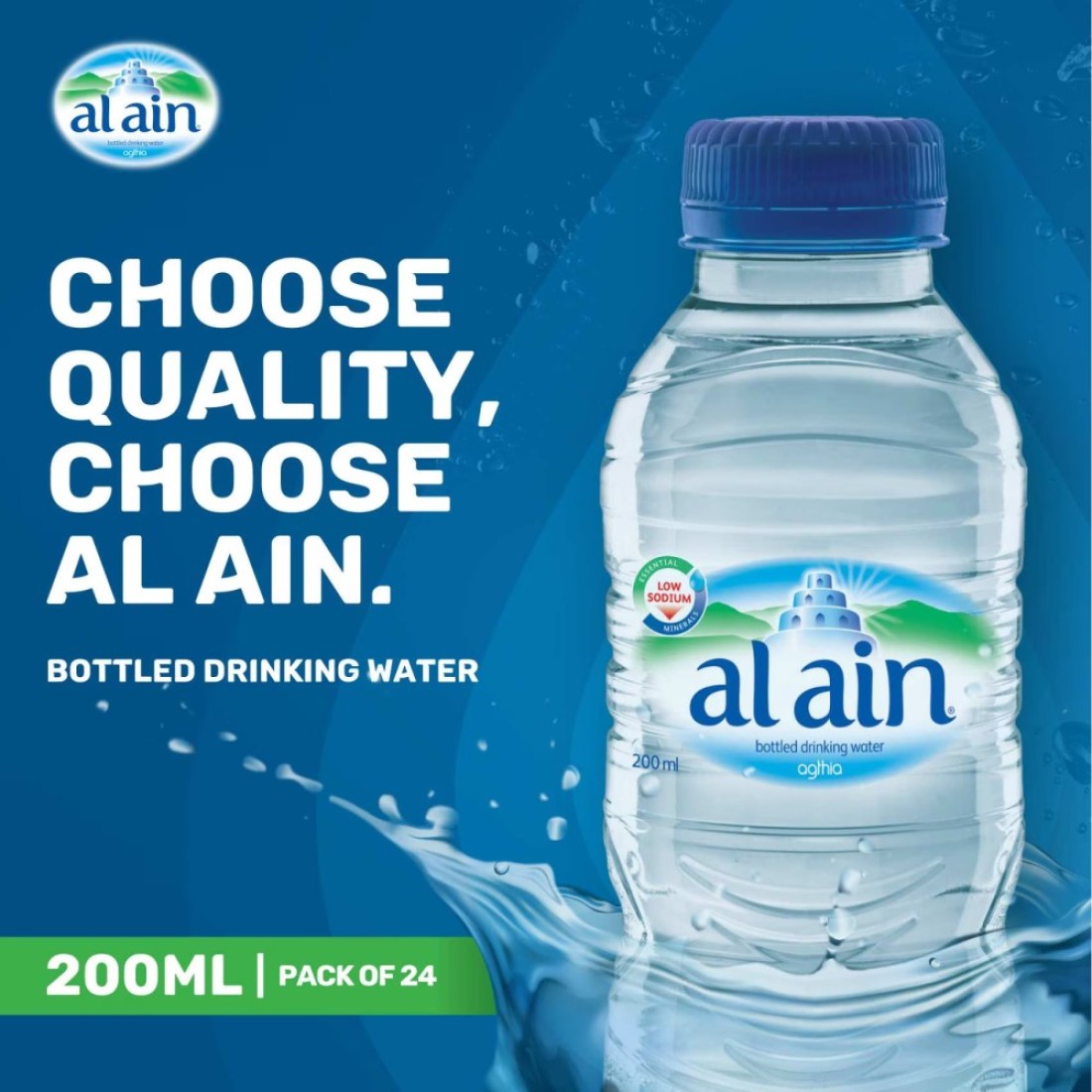 Al Ain Low Sodium Bottled Drinking Water 200ml Pack of 24