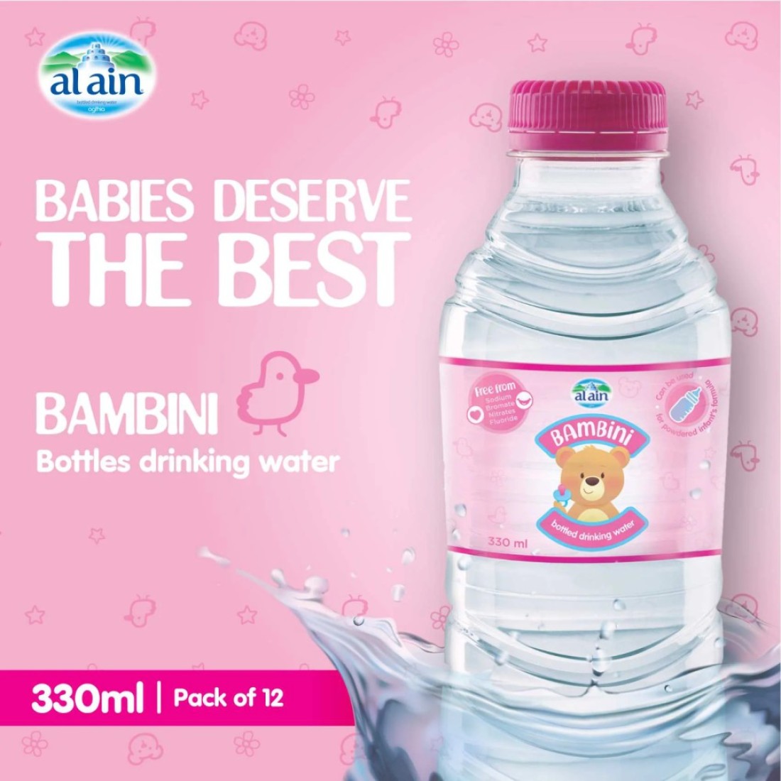 Al Ain Bambini Bottled Drinking Water 330ml Pack of 12