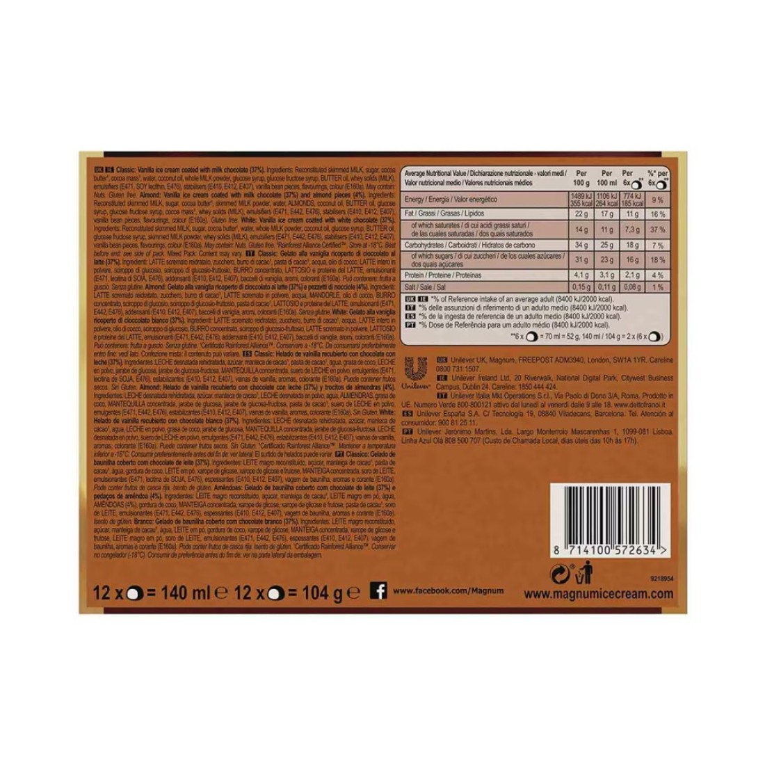 Magnum Classic Almond And White Ice Cream Bites 140ml