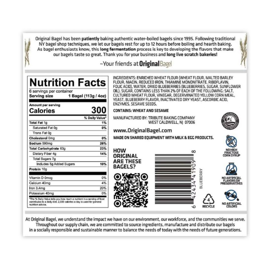 Original Bagel Blueberry 680g
