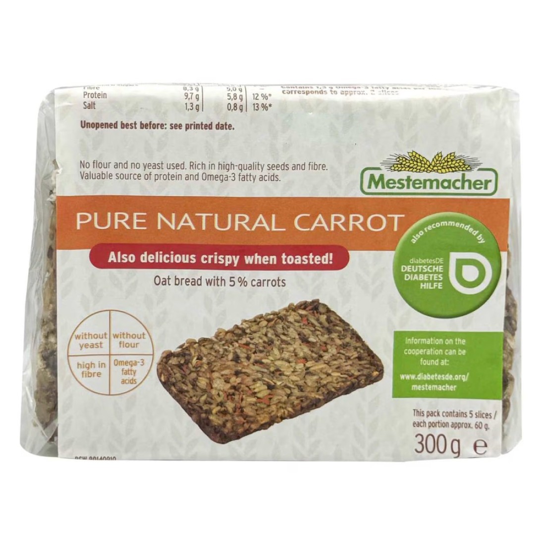Mestemacher Pure Natural Carrot Oat Bread, 300g
