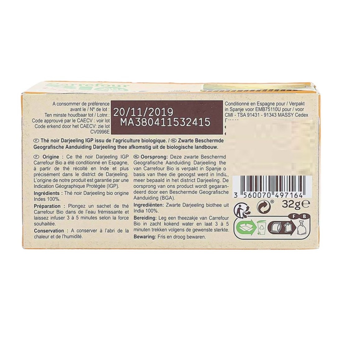 Carrefour Bio Organic Darjeeling 20 Tea Bags