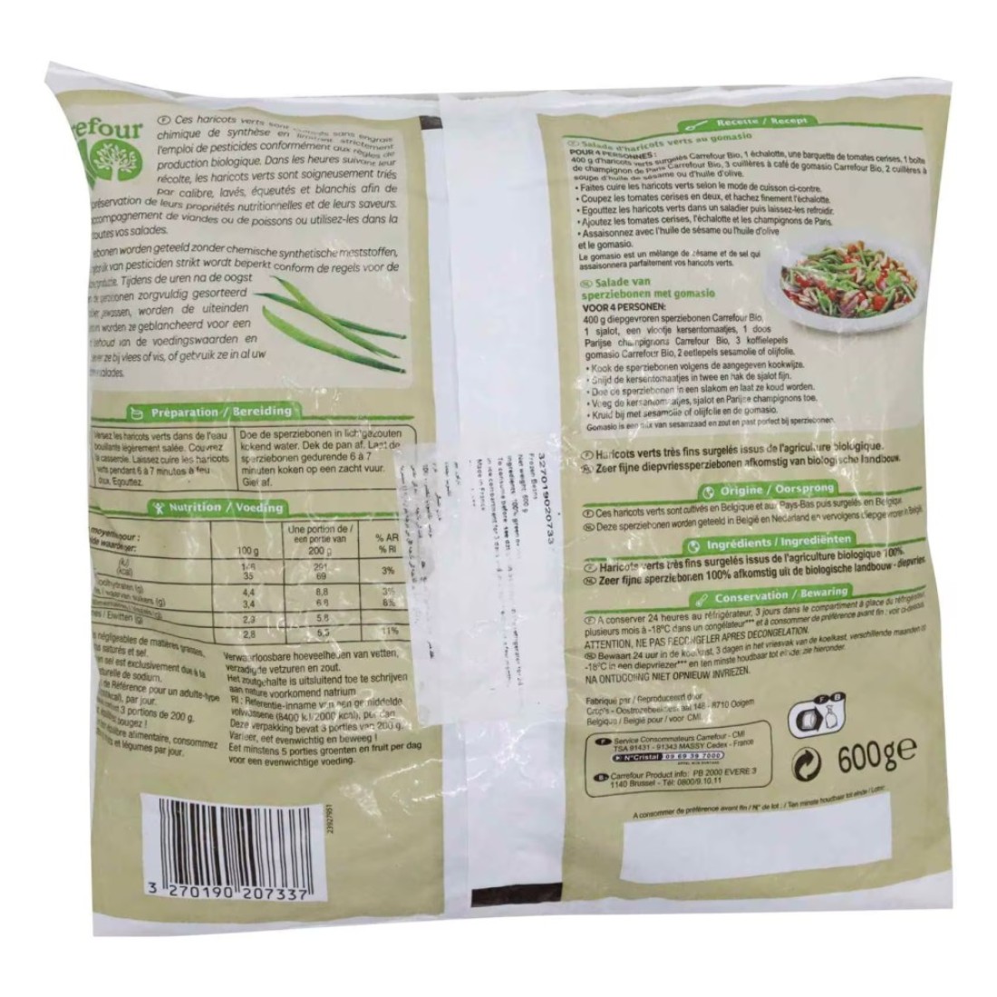 Carrefour Bio Vegetable Green Bean 600g