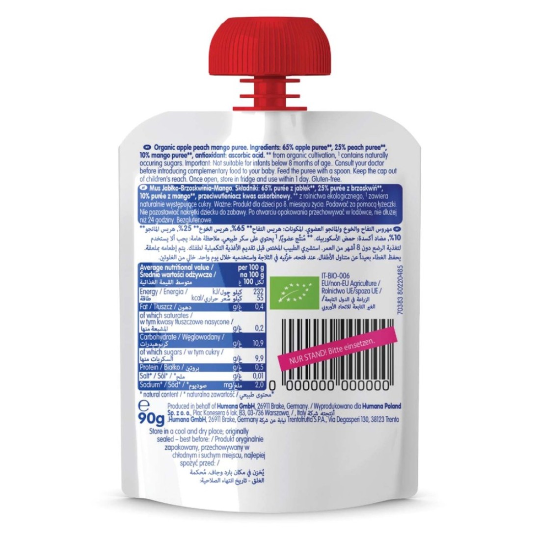 Humana Peach Mango And Banana Puree 90g