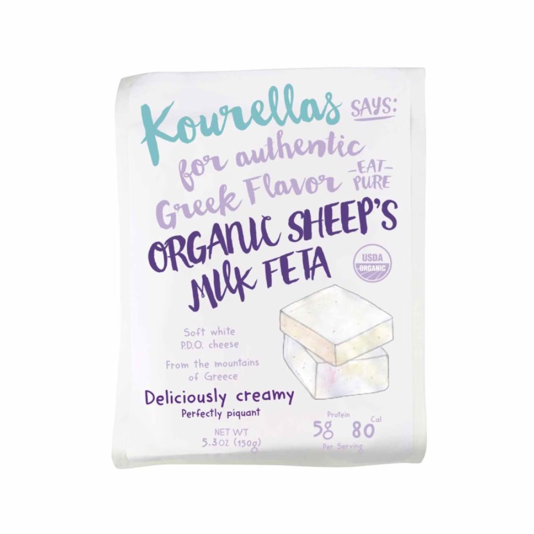 Kourellas Organic Sheep milk Feta Cheese150g