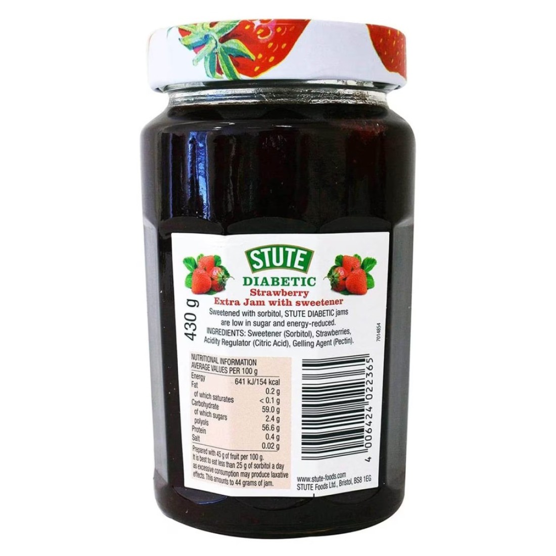 Stute Diabetic No Sugar Added Strawberry Jam 430g