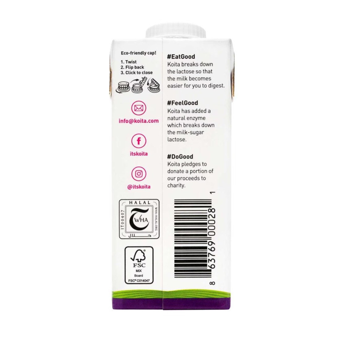 Koita Lactose Free Full fat Milk Vitamin A and D3 added 200ml