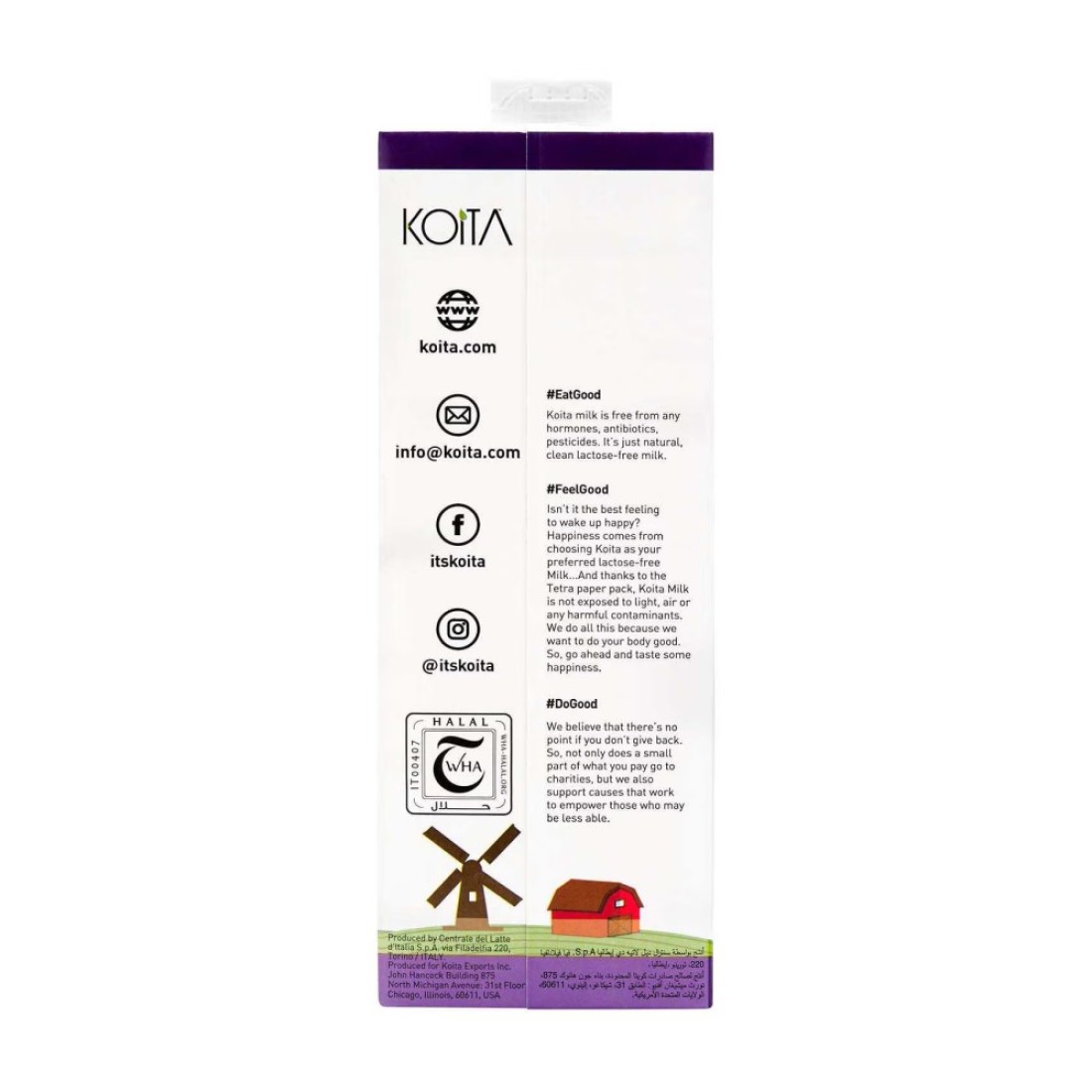 Koita Lactose Low fat Milk Vitamin A and D3 added 1L