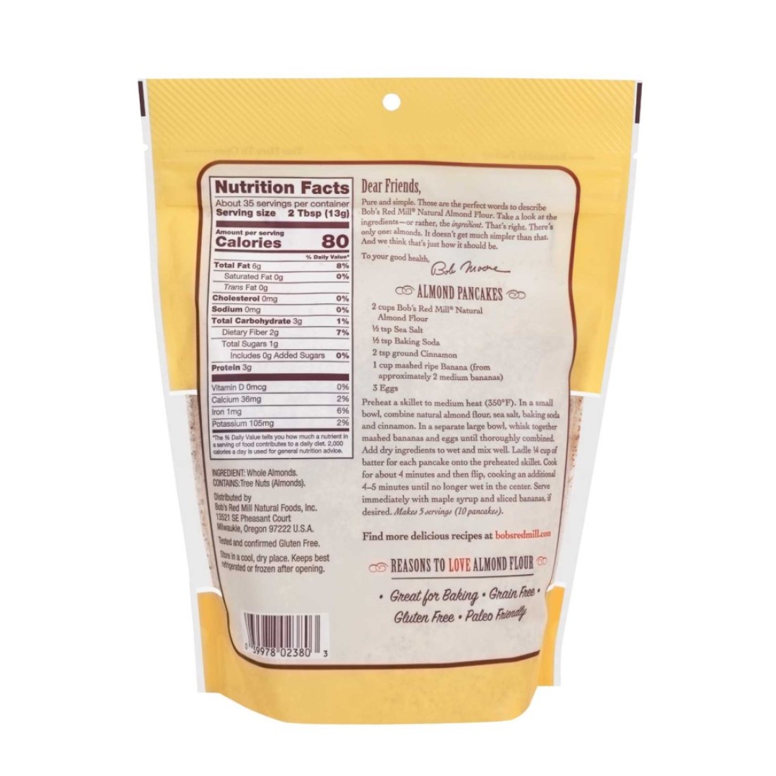 Bob&#39;s Red Mill Super Fine Natural Almond Flour from Whole Almonds Gluten Free Non-GMO 453g