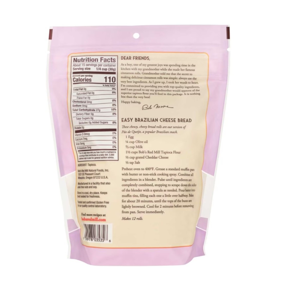 Bob&#39;s Red Mill Gluten Free Non-GMO Finely Ground Tapioca Flour, 454g