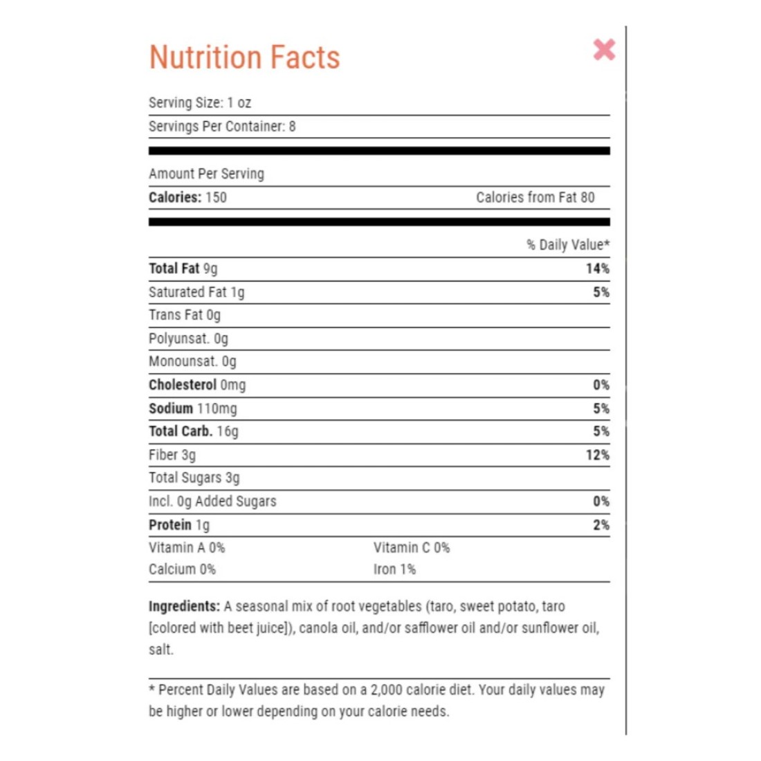 Terra Sea Salt Flavour Original Vegetable Chips, 141g