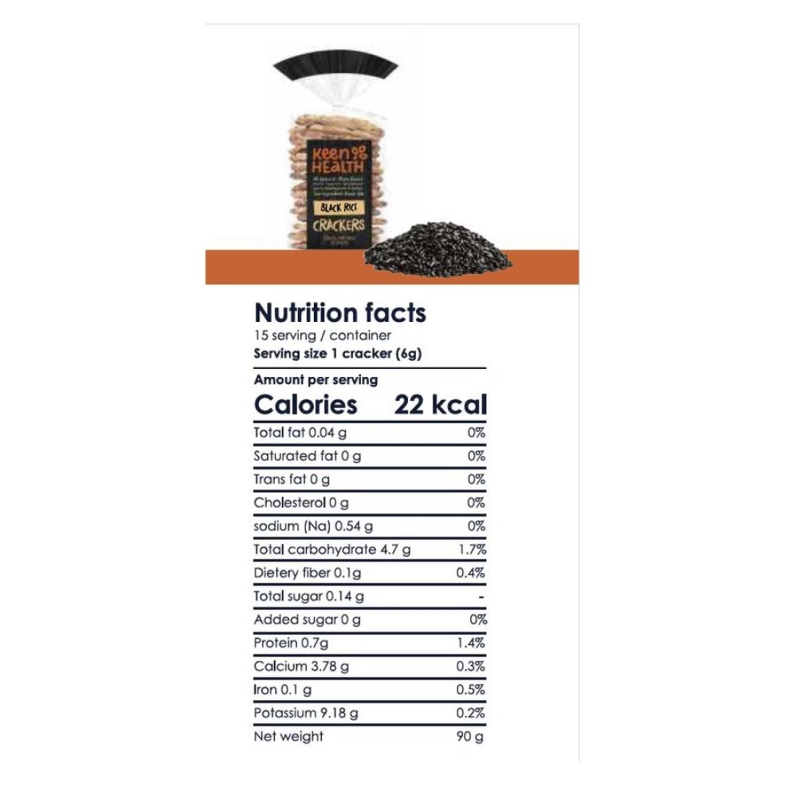 Keen Health Plant-Based Black Rice Cracker 90g