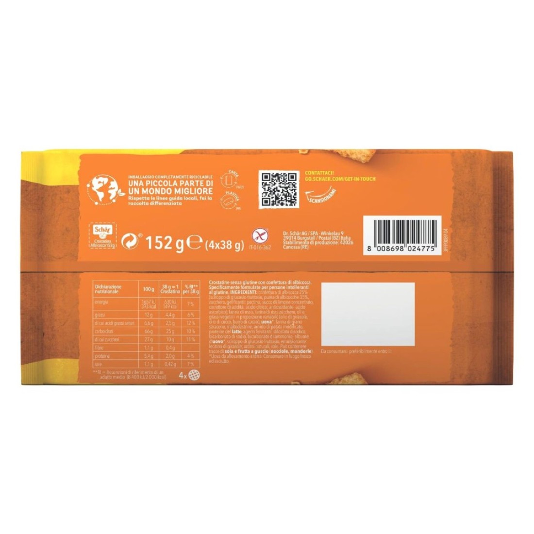 Schar Crostatina Albicocca, 152g