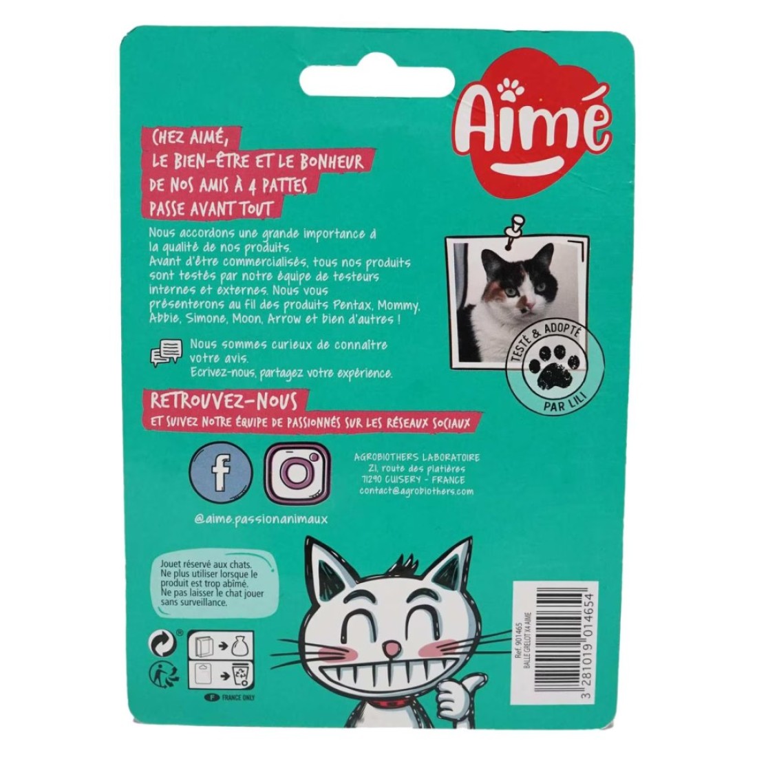 Agrobiothers Aime Catnip Power Bell Ball Cat Toy 4 PCS