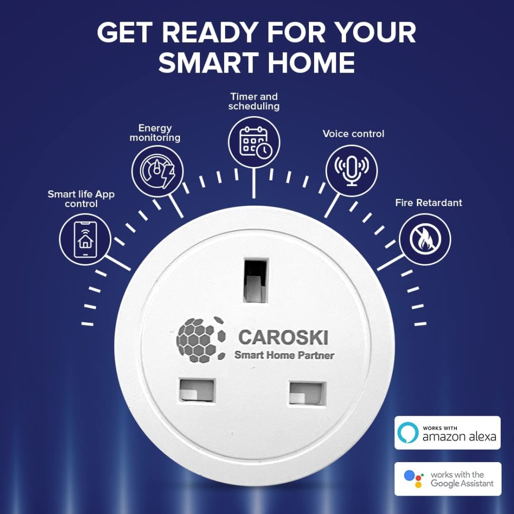 المقابس الذكية التي تعمل مع Alexa Google Home والأشياء الذكية Smart Socket مع التحكم عن بُعد ودالة مؤقت 2.4 GHz Wi-Fi فقط