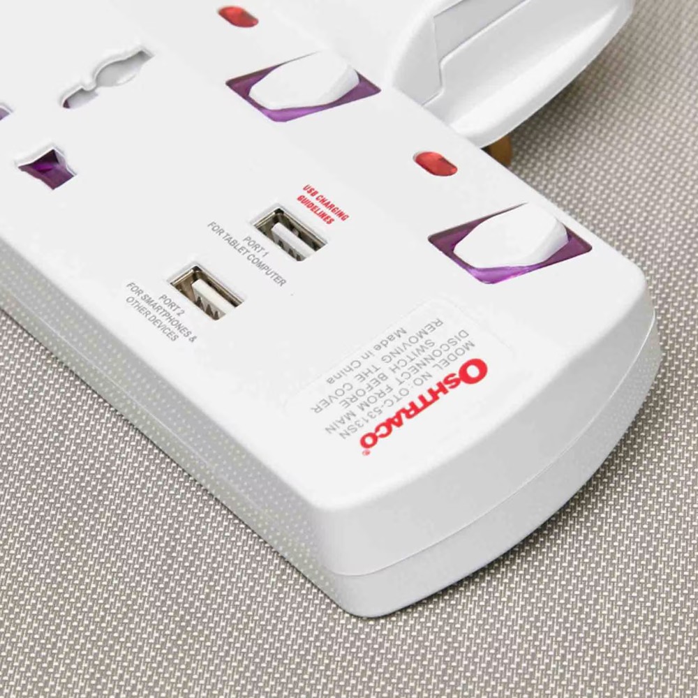 Oshtraco 2-Way Universal Wall Terminal Socket With Switch