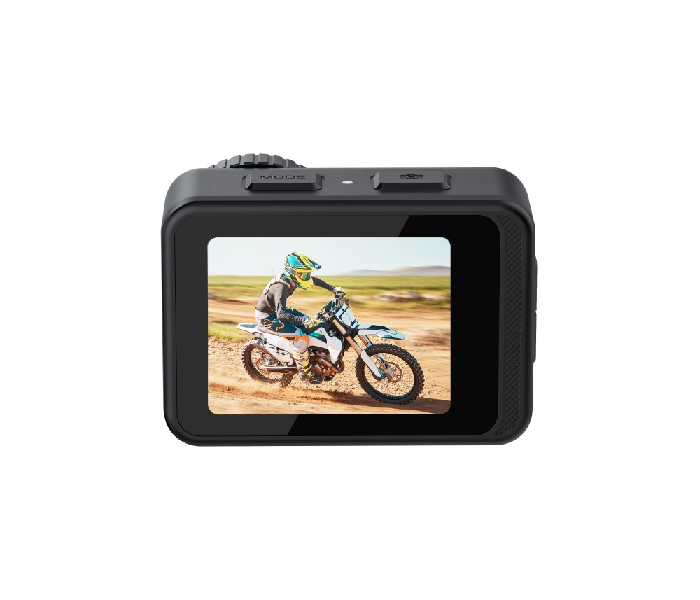 Porodo 4K Ultra HD Action Camera with WiFi Support and Touch Screen Dual Screen Display Full Body Waterproof Electronic Image Stabilization Wide View Angle 150° 4K@ 60fps Video Capture 24MP