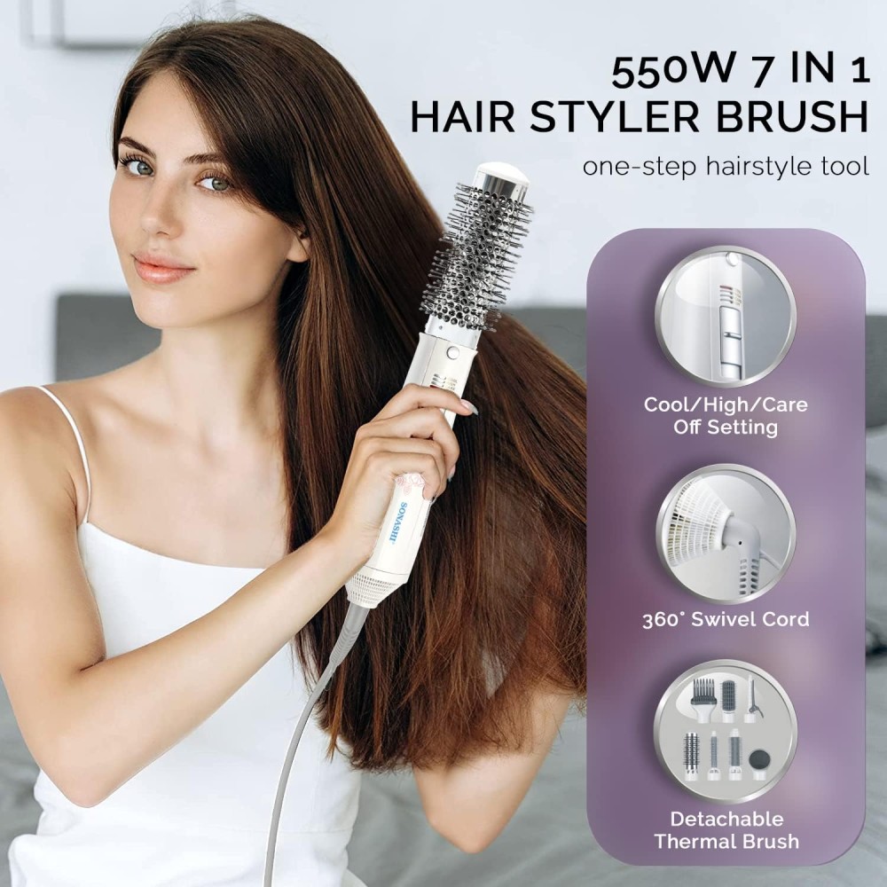 Fitto 7-in-1 Women Hair Styler - Multi-Functional Hair Tool with Curling Iron, Straightener, Crimper, Blow Dryer &amp; More, Adjustable Heat Settings, Professional Hair Styling for All Hair Types