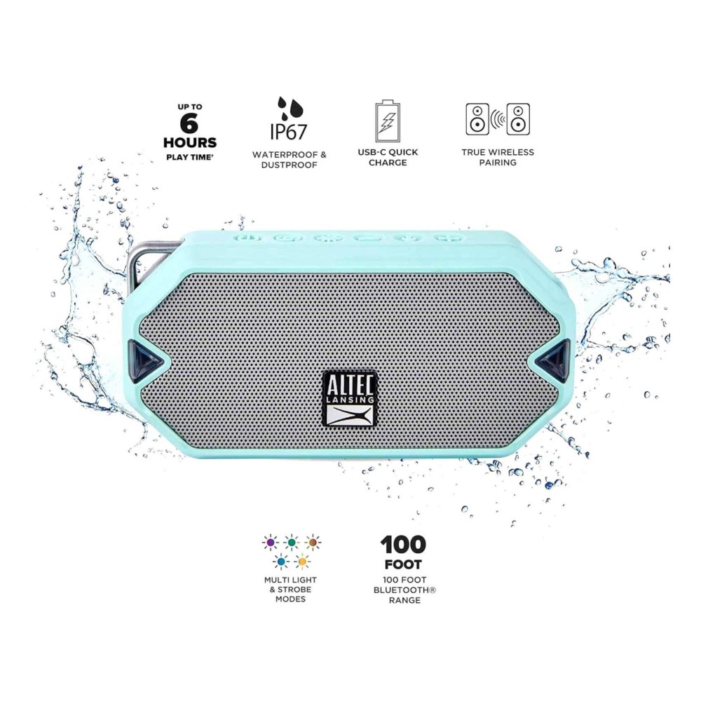 Altec Lansing HydraMini Waterproof Wireless Bluetooth Speaker IMW1000 Mint